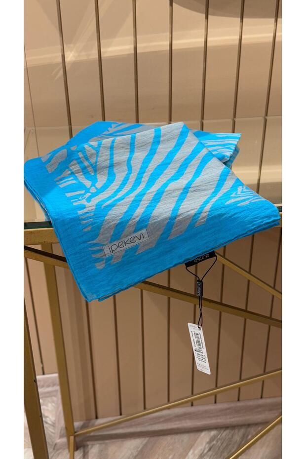 وشاح تينسل منقوش باللون الفيروزي - 2