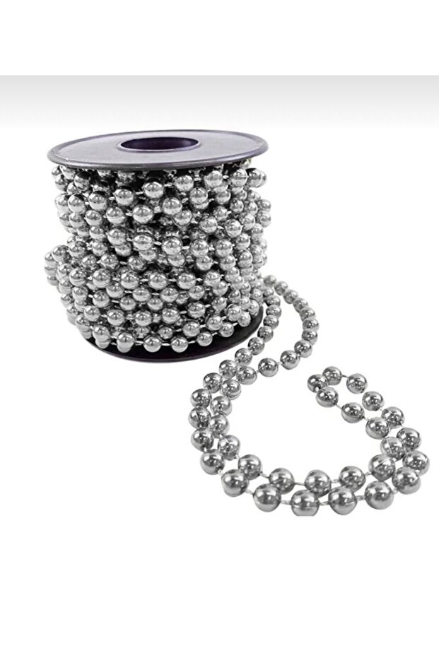 8mm Full-Row Pearl Beads – 10 Meters Silver – Shiny and Elegant Decorative Bead Strip