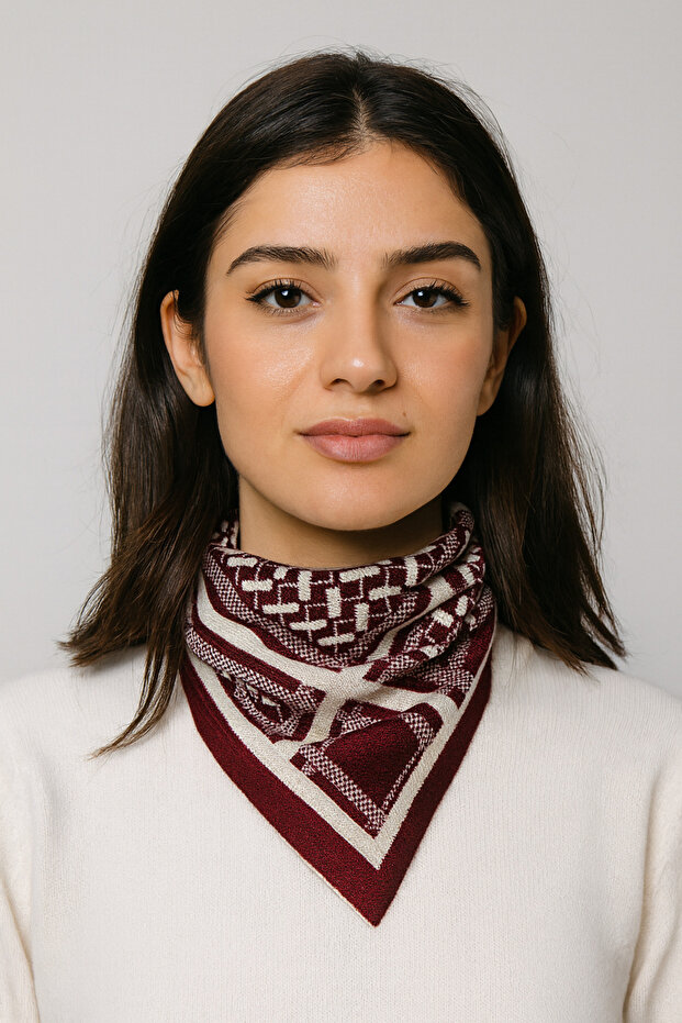 Desenli Triko Fular - 1