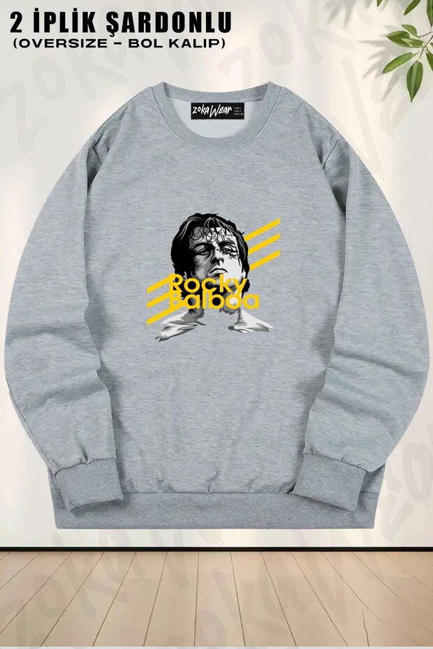Unisex Balboa Film Rocky Printed Oversized Crew Neck Sweatshirt