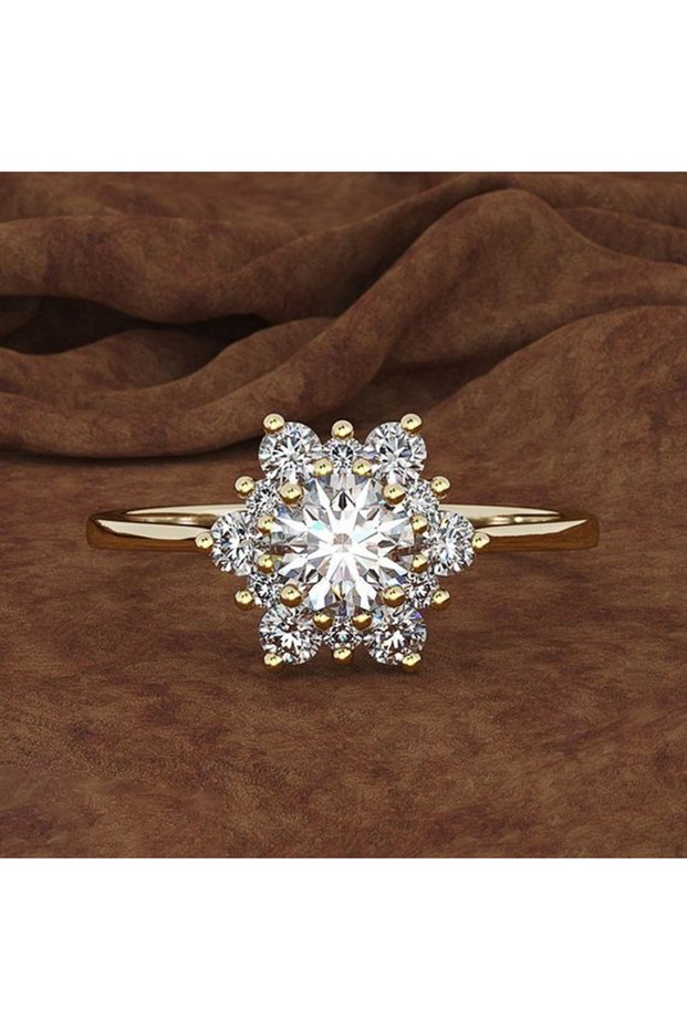 6 B2590 Huitan Dazzling Flower Shaped Women Rings for Wedding Engagement Accessories Sparkling Cubic