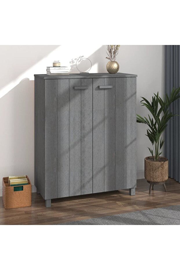 Shoe Cabinet HAMAR Dark Grey 85x40x108 cm Solid Wood Pine
