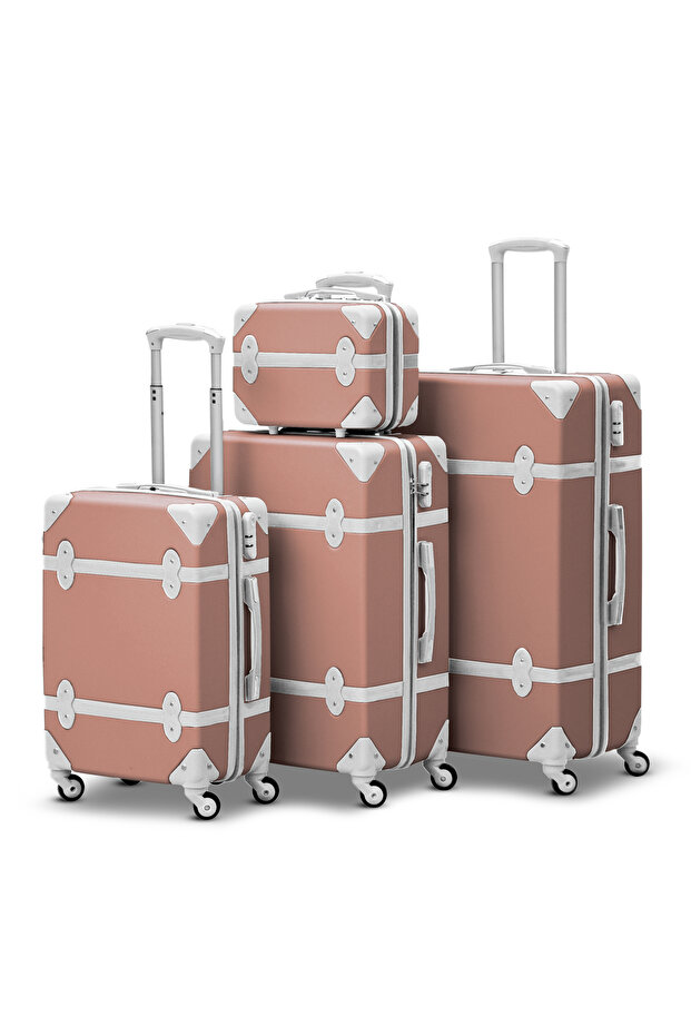 Vintage Hard Shell Lightweight ABS 4PCS SET (14/20/24/28 Inch) Luggage and Cosmetic Bag