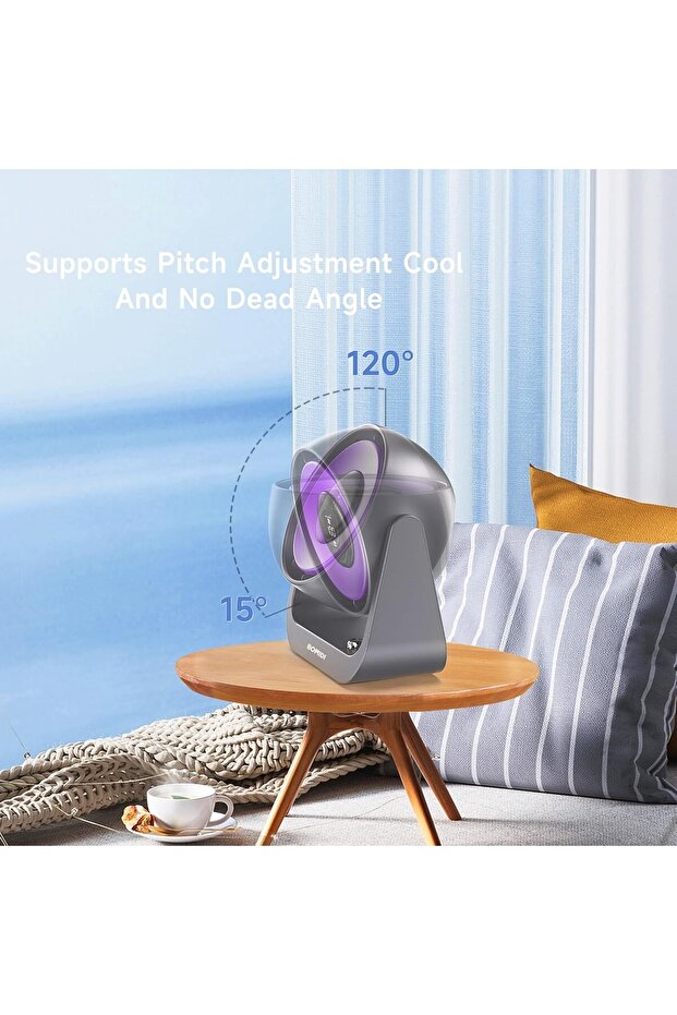 Portable Desk Fan with Smart LED Display, 100 Speed Levels, 4000mAh Battery - 5