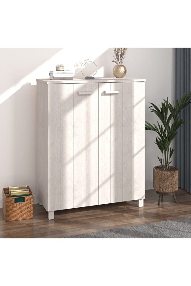 Shoe Cabinet HAMAR White 85x40x108 cm Solid Wood Pine