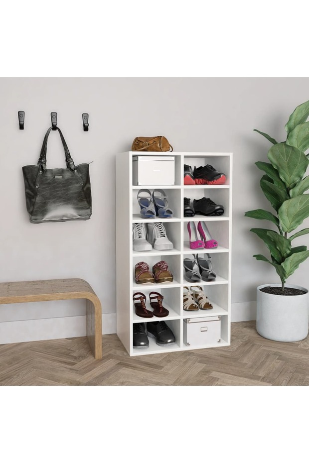 Shoe Rack White 54x34x100.5 cm Engineered Wood