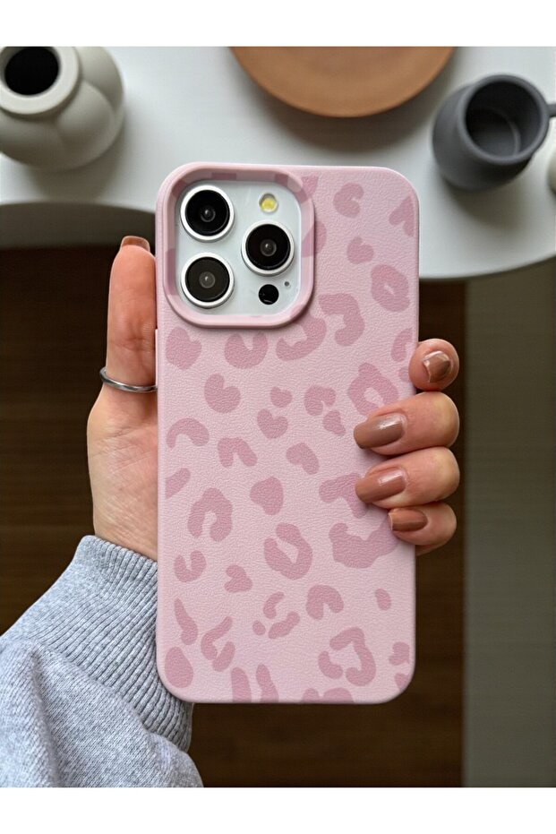 حافظة سيليكون ناعمة رقيقة متوافقة مع هاتف iPhone 16 Pro Max بنمط الفهد الوردي - 2