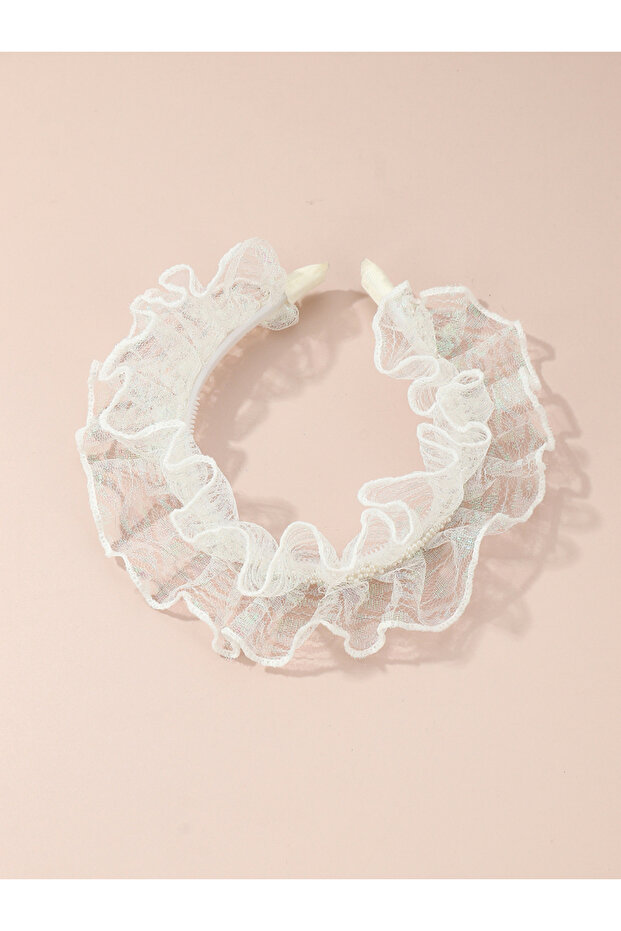 Girls Lace Faux Pearl Decor Headband