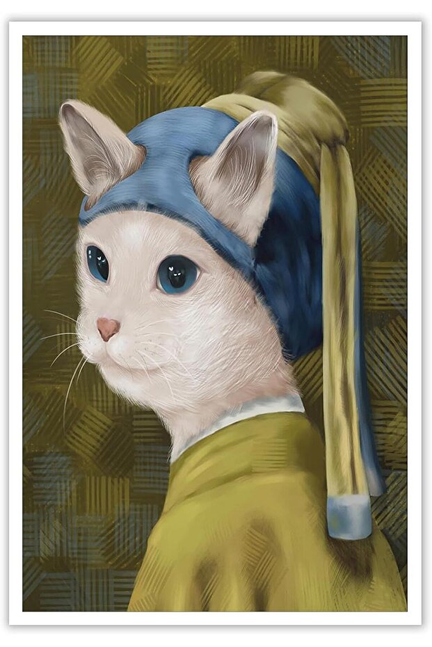 Retro Funny Kitten Wall Art (30x40 cm) – Cute Cat Canvas Print for Home Decor With Outer Frame