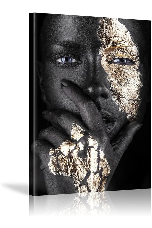 Black Woman Wall Art (30x40 cm) – African American Portrait Canvas Framed