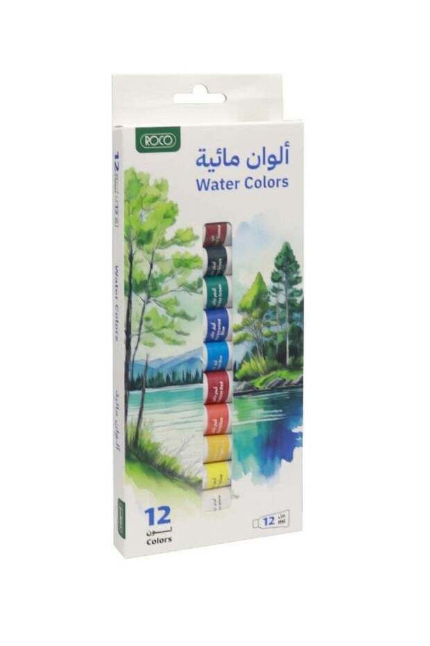 12 قطعة من ألوان مائية متعددة الألوان