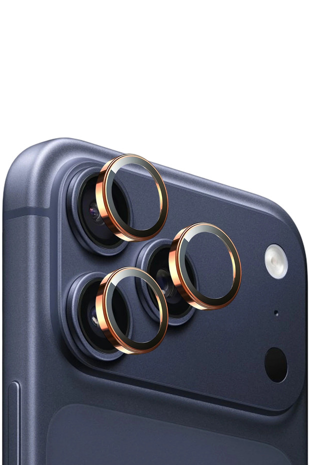 زجاج حماية عدسة الكاميرا من Apple iPhone 17 Pro و17 Pro Max Real Sapphire PVD - برتقالي