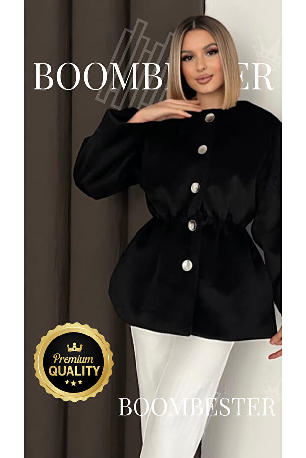 Women's Fox Cashmere Balloon Sleeve Short Coat – | Oversized Buy Gathered Design