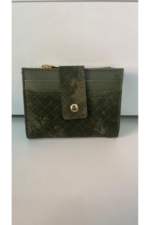 Silvery Velvet Women's Wallet with Flat Zipper and Card Holder Detail