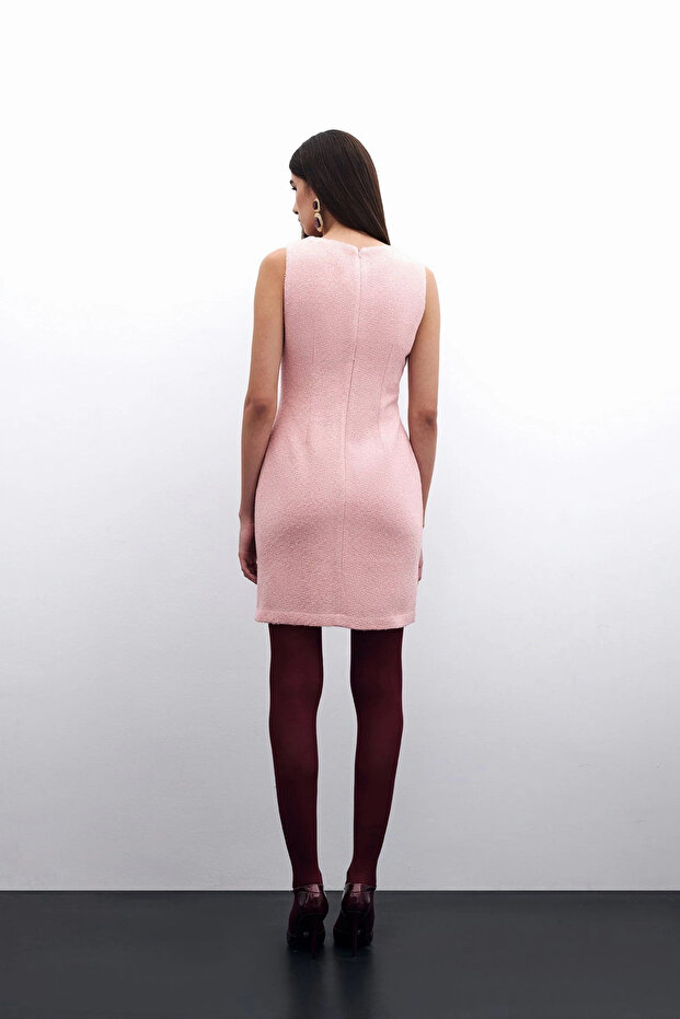 Mini Tüvit Elbise - Pudra - 8