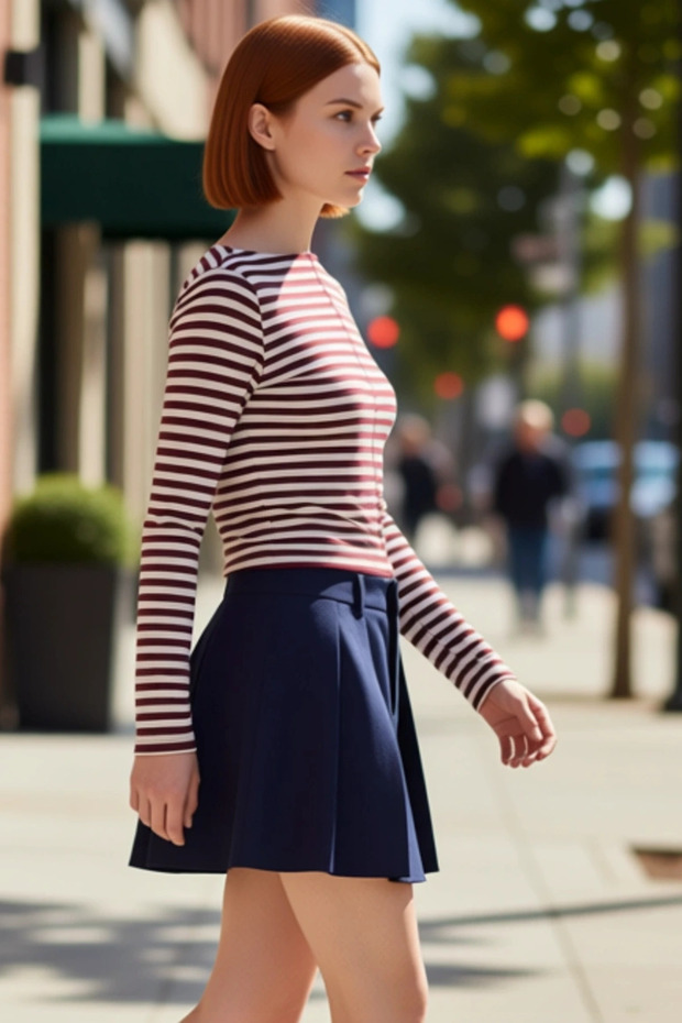 Women's Bodycon Mock Neck Long Sleeve Striped Knitted Crop Quality Stylish Comfortable Modern Elegant