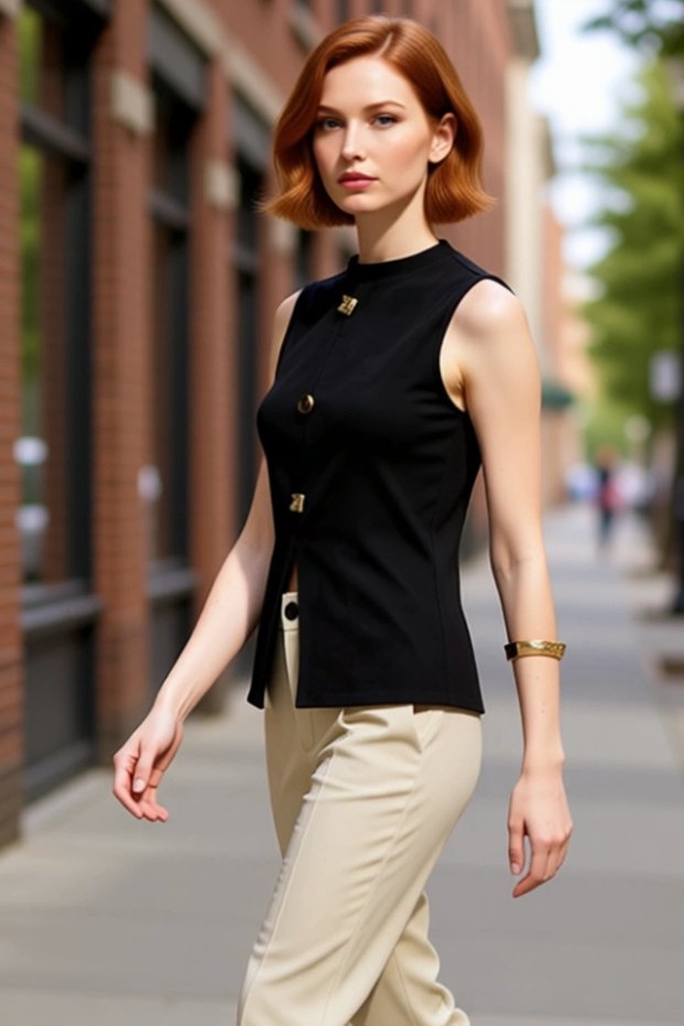 Women's Crew Neck Sleeveless Scuba Crepe Knitted Vest Casual Style High Quality Comfortable and Stylish