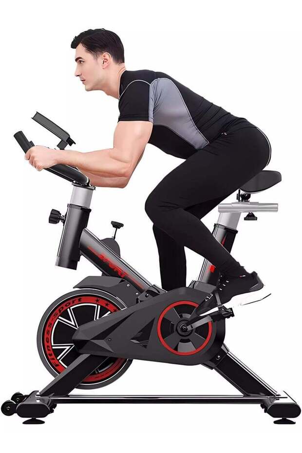 Exercise Bike, Cycle Bike with Comfortable Seat Cushion, Digital Display with Pulse, IPad Holder - 2