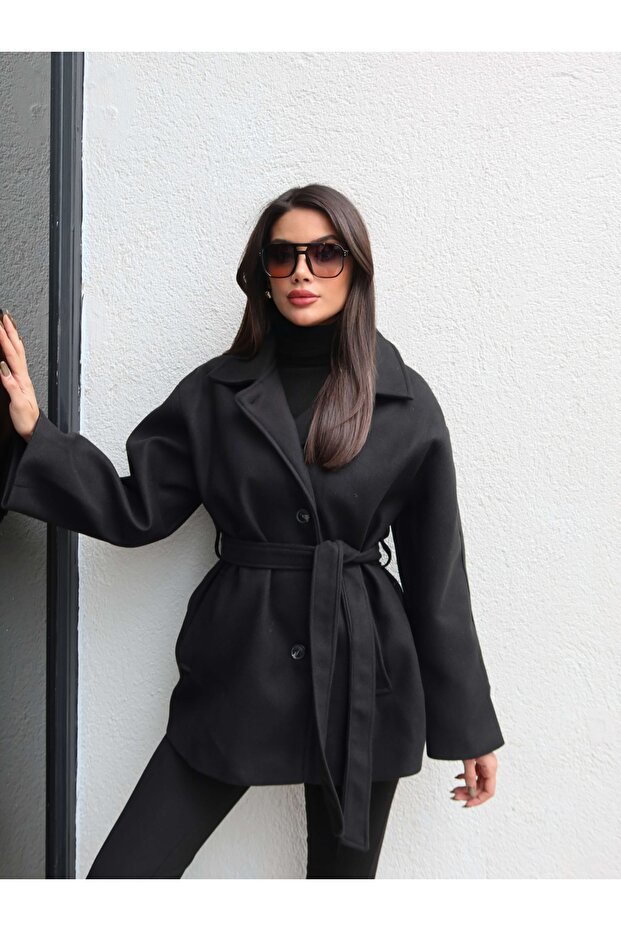 Tie-Up Short Cashmere Coat