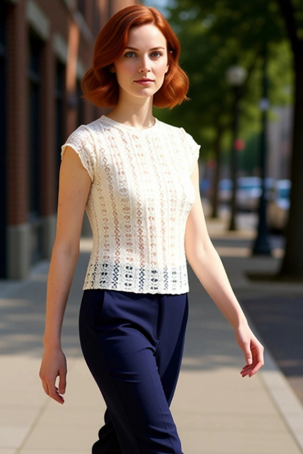 Women's Crew Neck Short Sleeve Knitted Lace Detailed Bodycon Quality Stylish Comfortable Modern