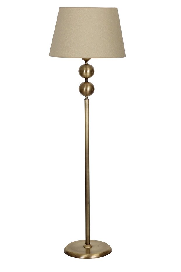 Plus Eskitme Kaplama Çift Küre Metal Tek Ayaklı Lambader Konik Bej - 1