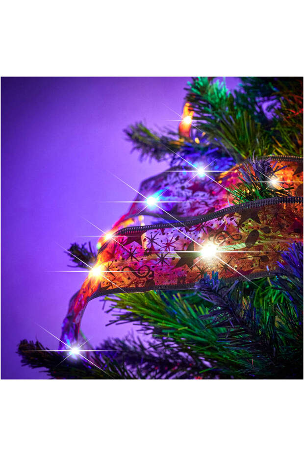 Christmas tree light ribbon, 100 LEDs, 10 m, red with multicolored lights, 8 programs, IP44 - 7