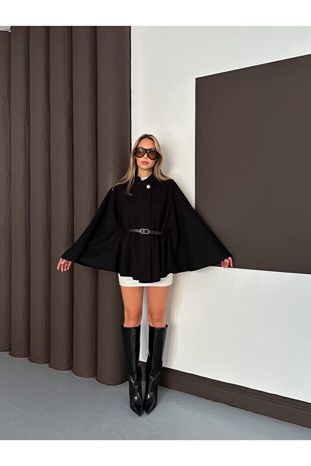 سترة بانشو بحزام وأزرار - 2