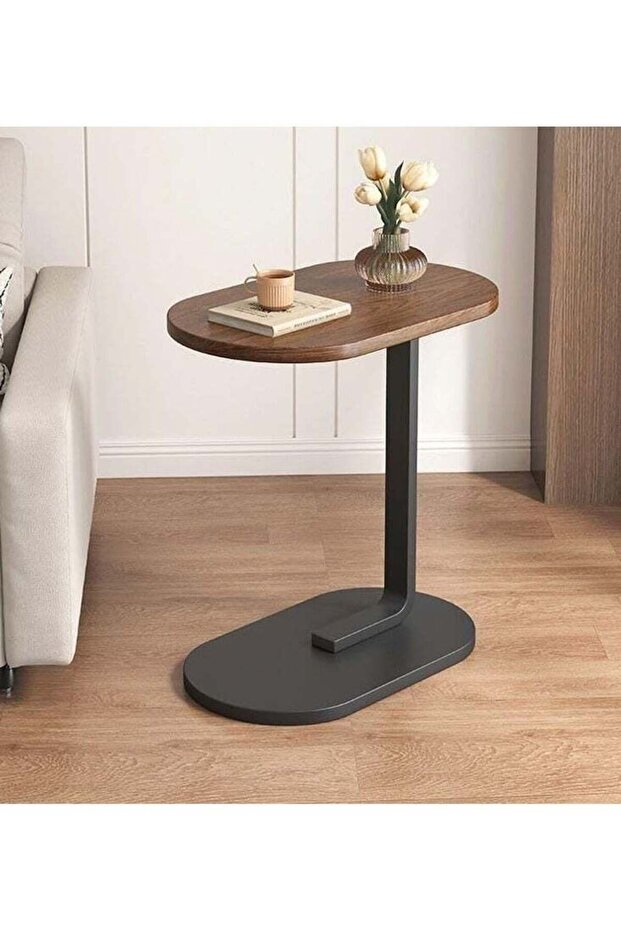 Small Luxury Japanese Wood C-shaped Side/Coffee Table