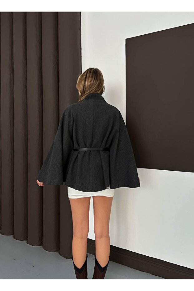 سترة بانشو بحزام وأزرار - 2