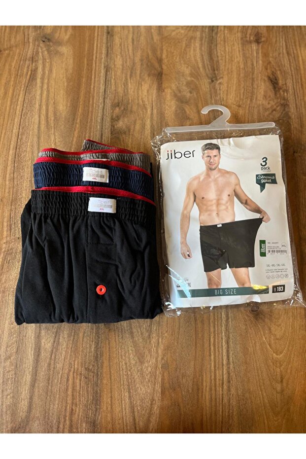 100% Cotton Button Detailed Men's Towel Waist Boxer Oversized 3-Piece Pack