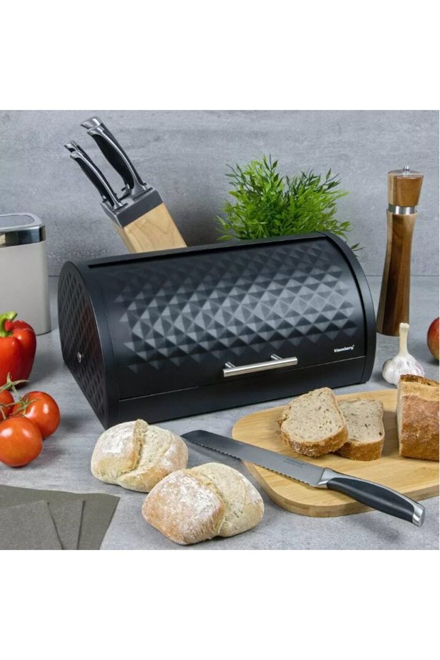 Bread box, steel, black,