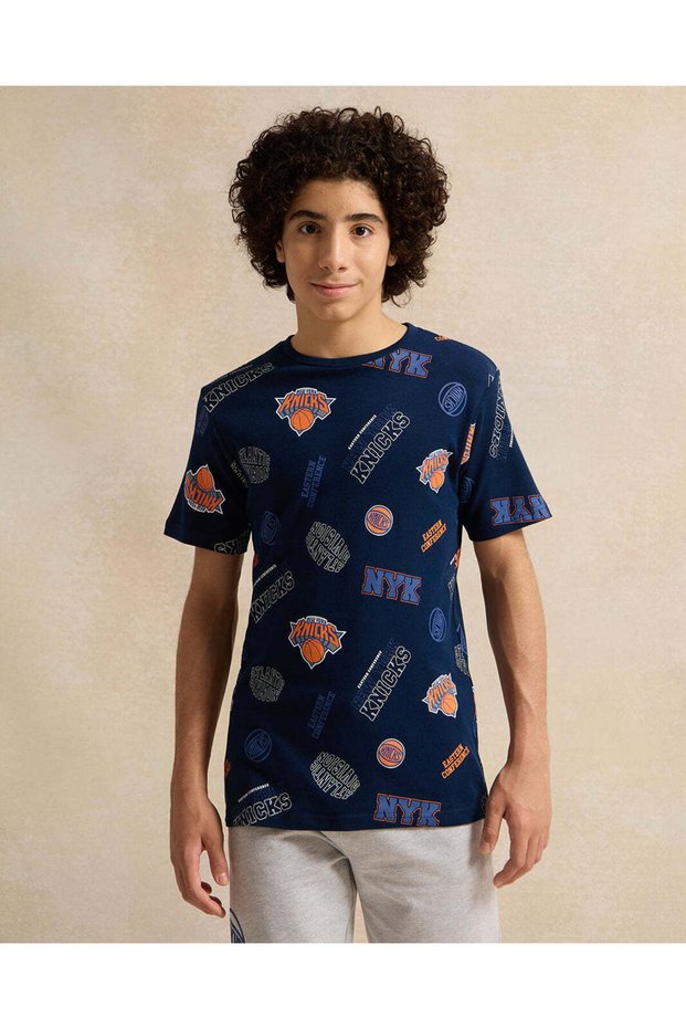 Senior Boys Navy Printed T-Shirt