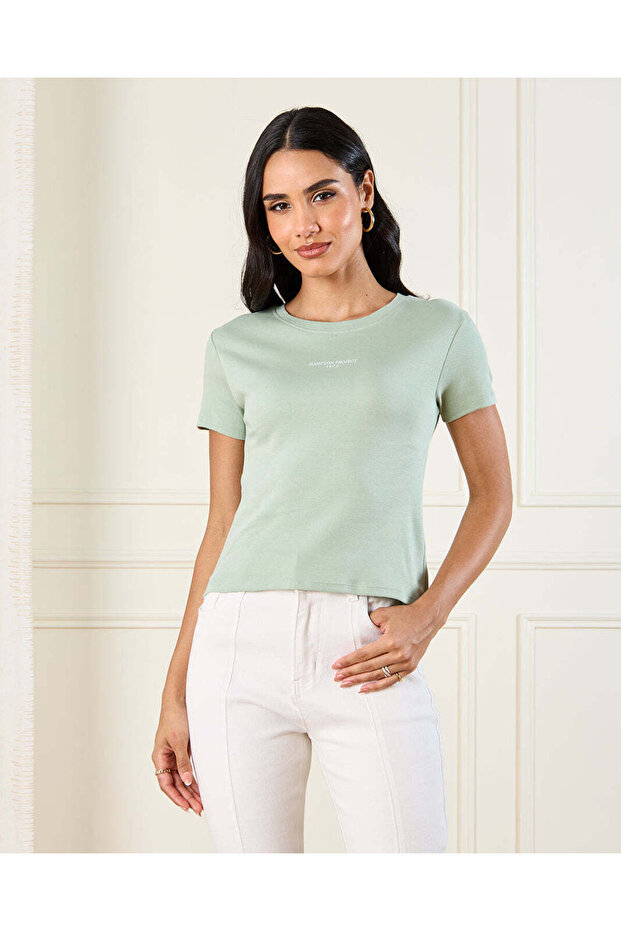 Women Green Plain T-Shirt