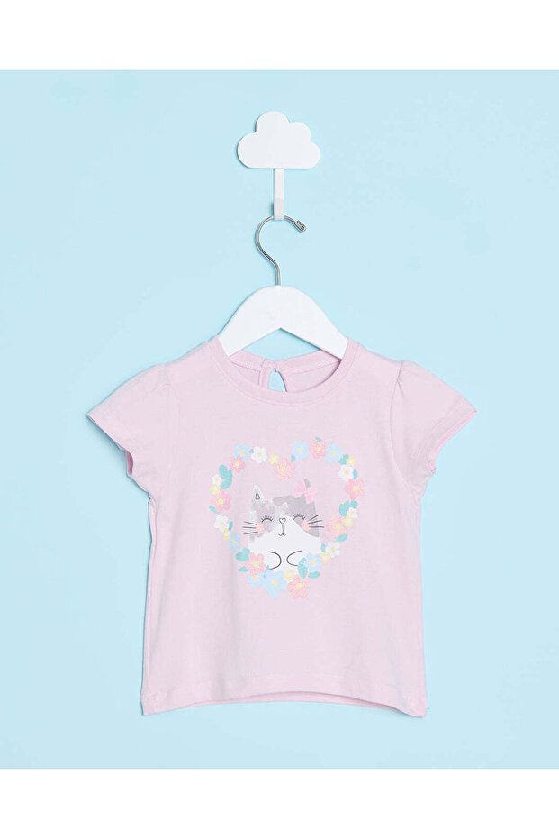Infant Girls Lilac Placement Print T-Shirt