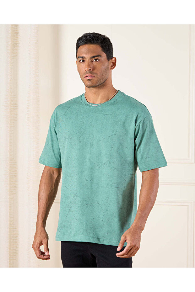 Men Green Plain T-Shirt