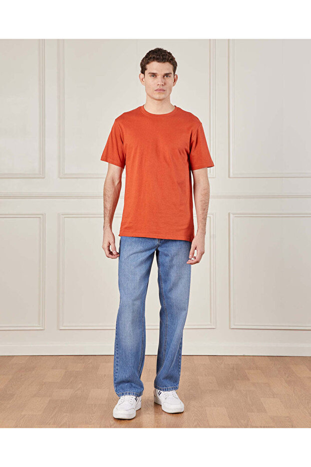 Men Orange Basic Solid T-Shirt - 2