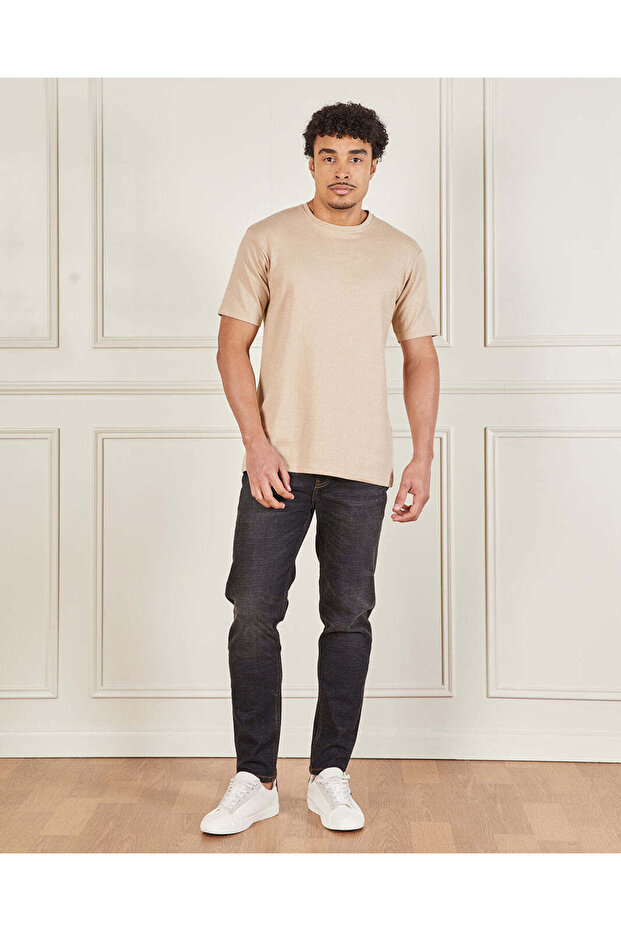 تي شيرت رجالي سادة باللون البيج - 2