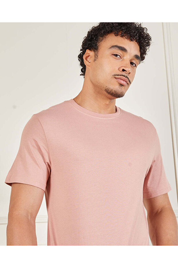 تي شيرت رجالي وردي سادة - 4