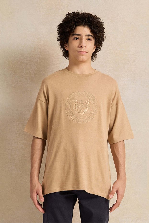 Senior Boys Beige Oversize T-Shirt