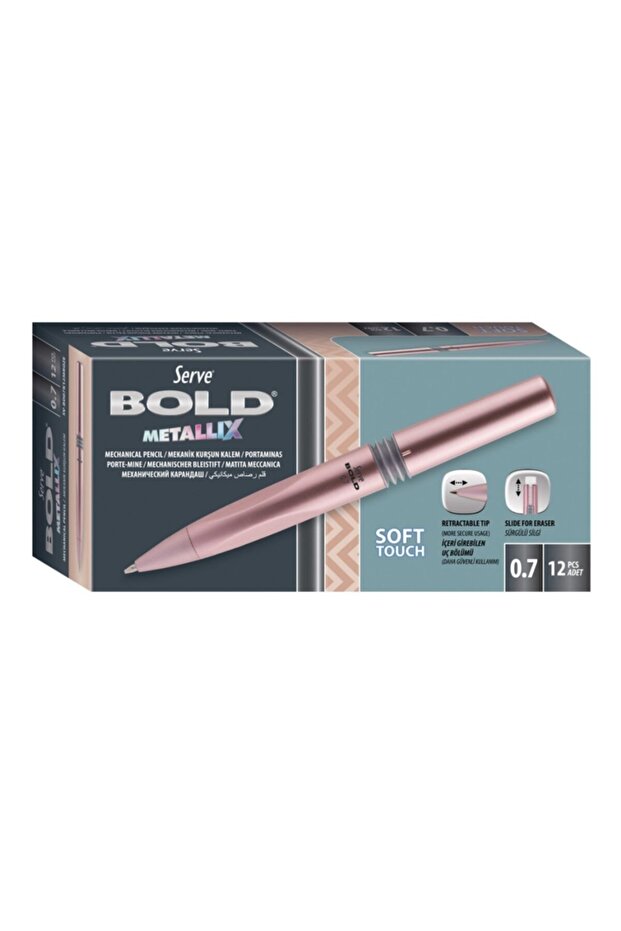 Bold Mechanical Pencil 0.7 Mm Metallic Colors, Metallic Rose - Box of 12