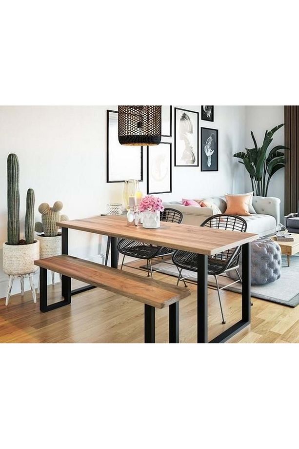 Yemek Masası Ahşap Masa Mutfak Masası Masif Doğal Masa - 3
