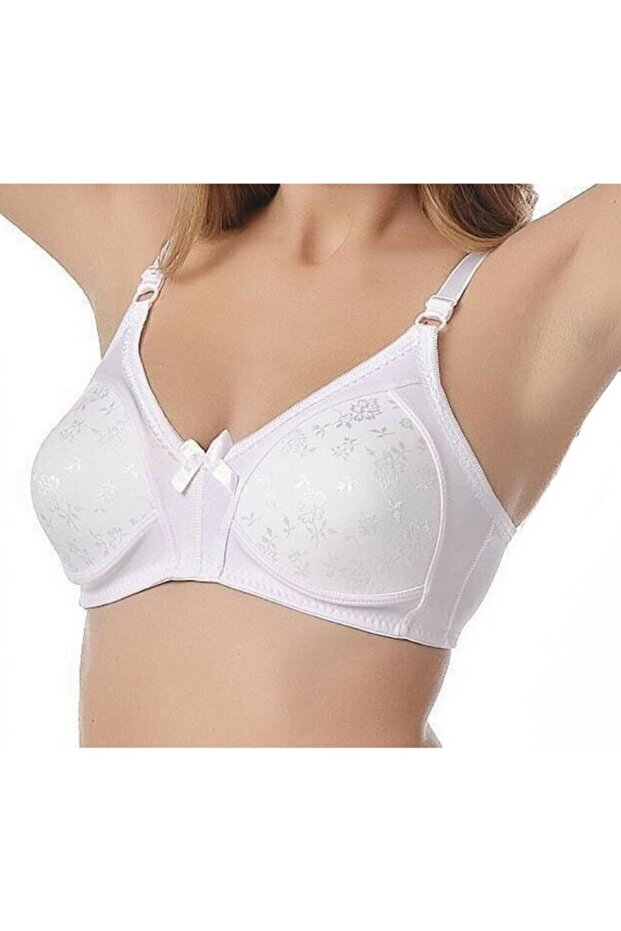 Women's Lace Patterned Wire Free Non-Padded Bra 1668 White