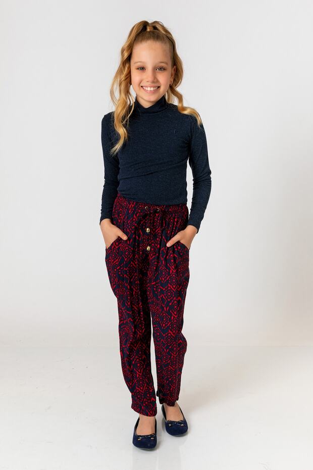 Devojčice, crvene široke pantalone - 1