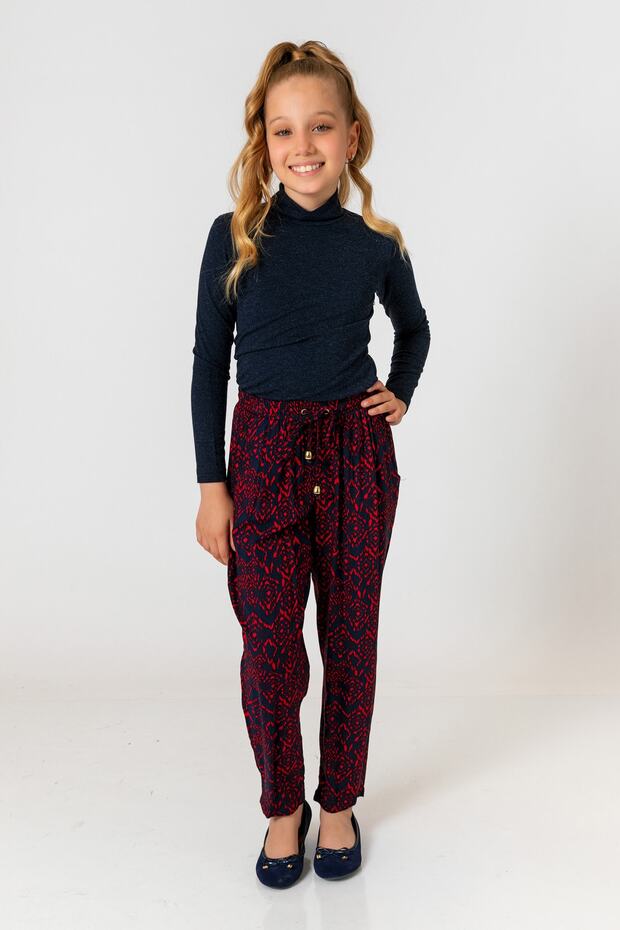 Devojčice, crvene široke pantalone - 2