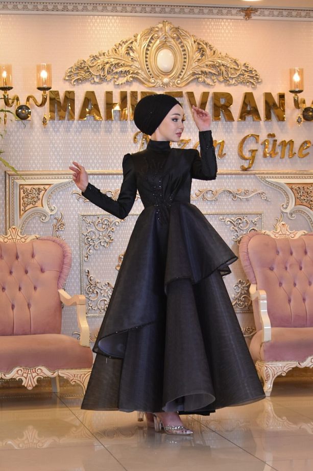 Seçil Siyah Abiye Elbise - 2