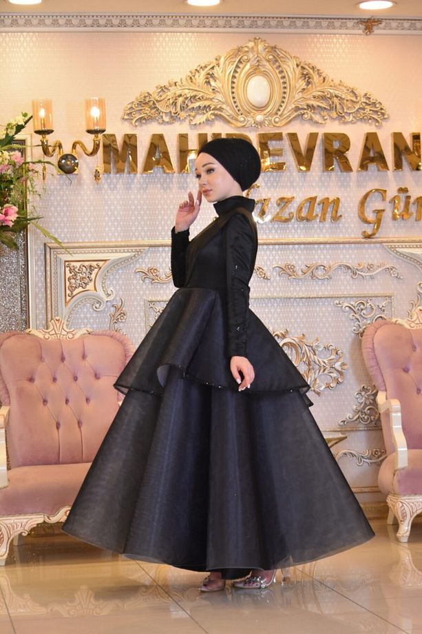 Seçil Siyah Abiye Elbise - 3