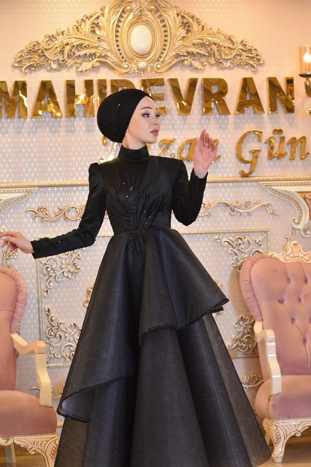 Seçil Siyah Abiye Elbise - 5