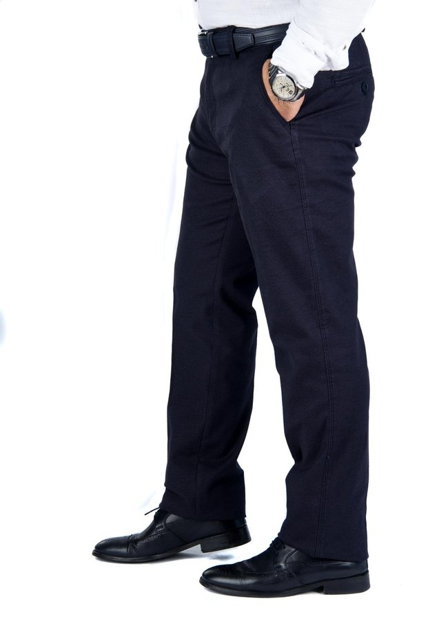 Men's Winter Navy Blue Panemara Cotton Lycra Gabardine Linen Trousers