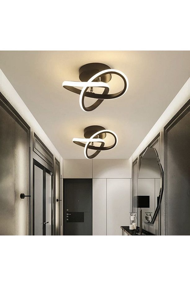 Modern Plafonyer Tavan Salon Mutfak Oturma Odası Avize Led Avize Siyah 2 Adet Set Fiyat - 3