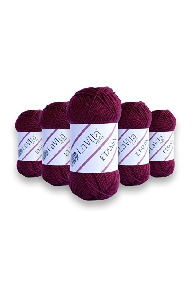 Etamin 30 gr Amigurumi, Punch, Etamin, Hand Knitting Thread, 5 Pack Taka Yarn (BORDO-0020)